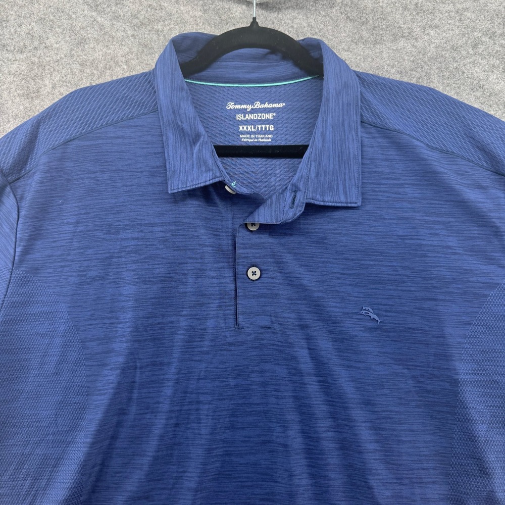 Tommy Bahama Polo Mens XXXL Blue IslandZone Space Dye Performance Shirt - Picture 3 of 16